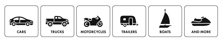 We accept all types of vehicles: Cars, Trucks, Motorcycles, trailers, RVs, Boats and more.